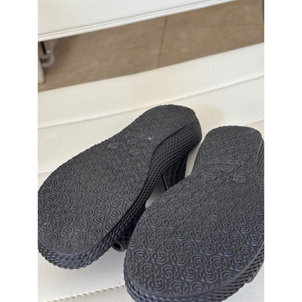 Ella Black Woven Textured Platform Slide Sandals Criss Cross Strap Size 7 - Picture 3 of 6